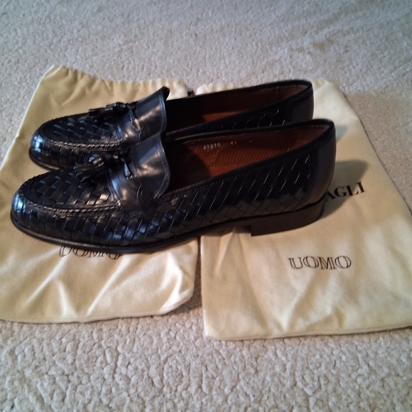 New Bruno Magli Men\'s Black Woven Tassel Buono Leather Loafers main image 6